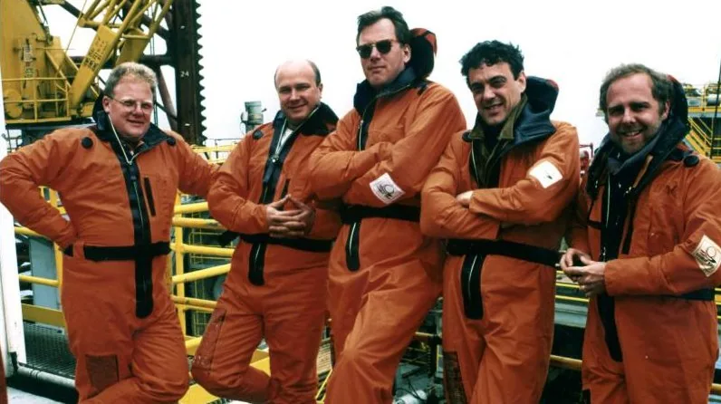 The crew on the platform.